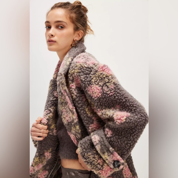 NWT Free People Bali Sweet Attractions Floral Teddy Jacket - Picture 2 of 6